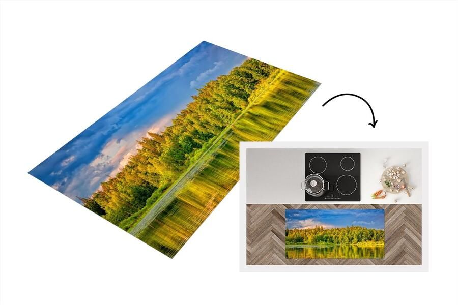 KitchenYeah Keukenloper Loper keuken Water Natuur Bos 120x60 cm Keukenloper vinyl