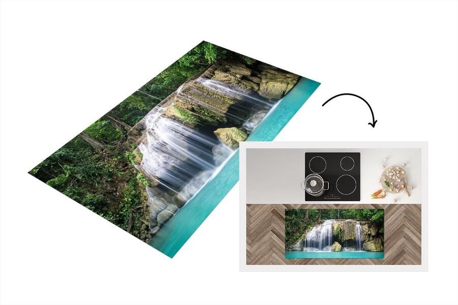 KitchenYeah Keukenloper Loper keuken Water Waterval Bomen 120x60 cm Keukenloper vinyl