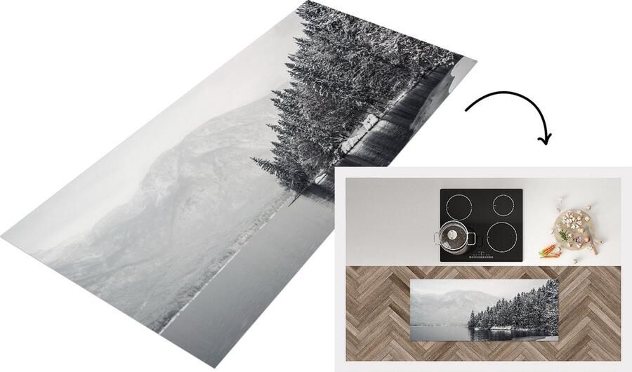 KitchenYeah Keukenloper Loper keuken Water Winter Natuur Dennenboom 120x50 cm Keukenloper vinyl