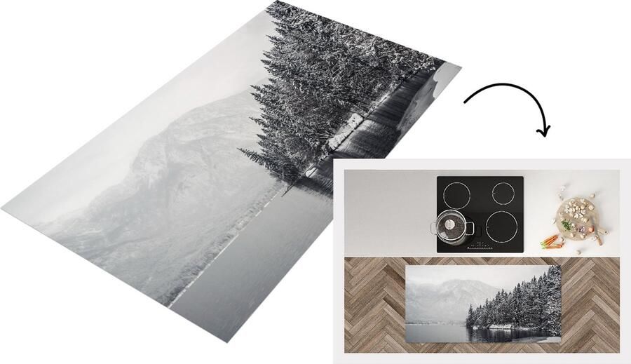 KitchenYeah Keukenloper Loper keuken Water Winter Natuur Dennenboom 120x60 cm Keukenloper vinyl