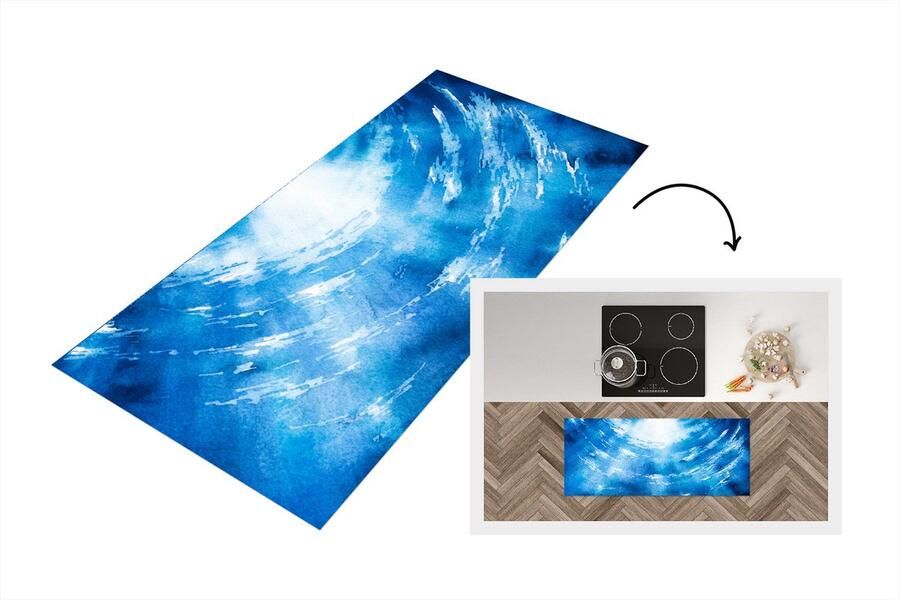 KitchenYeah Keukenloper Loper keuken Water Zon Zee 120x50 cm Keukenloper vinyl