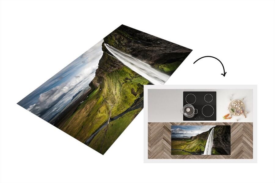 KitchenYeah Keukenloper Loper keuken Waterval Gebergte Jungle 120x60 cm Keukenloper vinyl