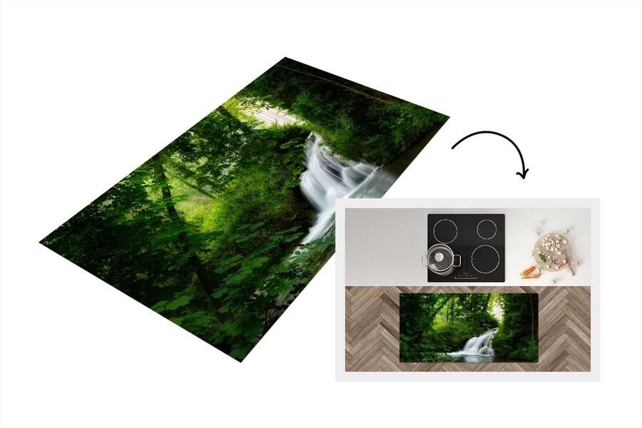 KitchenYeah Keukenloper Loper keuken Waterval Natuur Groen 120x60 cm Keukenloper vinyl