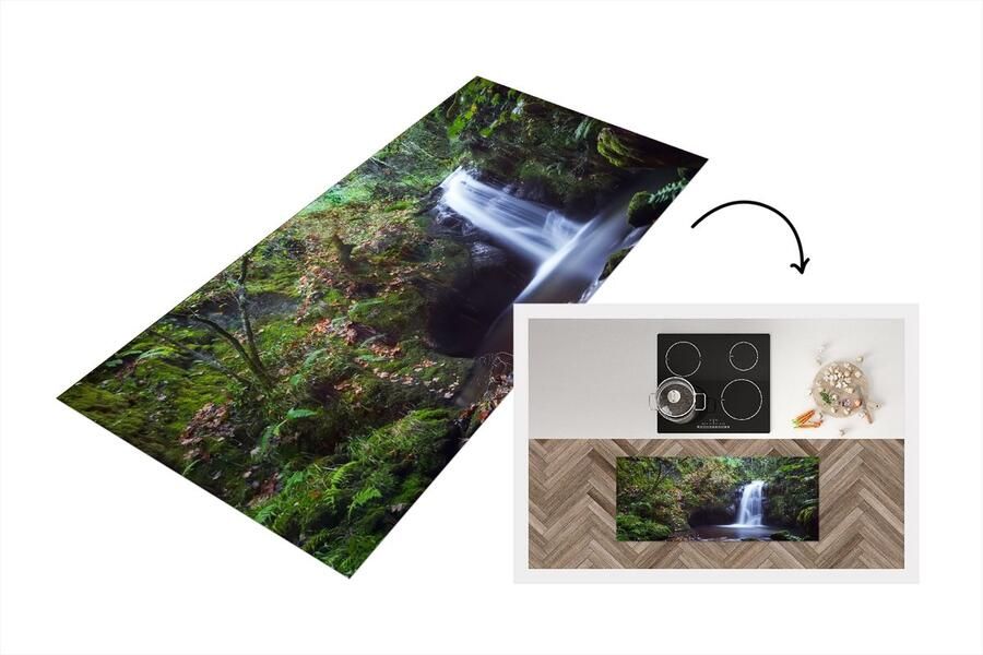 KitchenYeah Keukenloper Loper keuken Waterval Natuur Water 120x50 cm Keukenloper vinyl