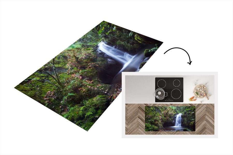 KitchenYeah Keukenloper Loper keuken Waterval Natuur Water 120x60 cm Keukenloper vinyl