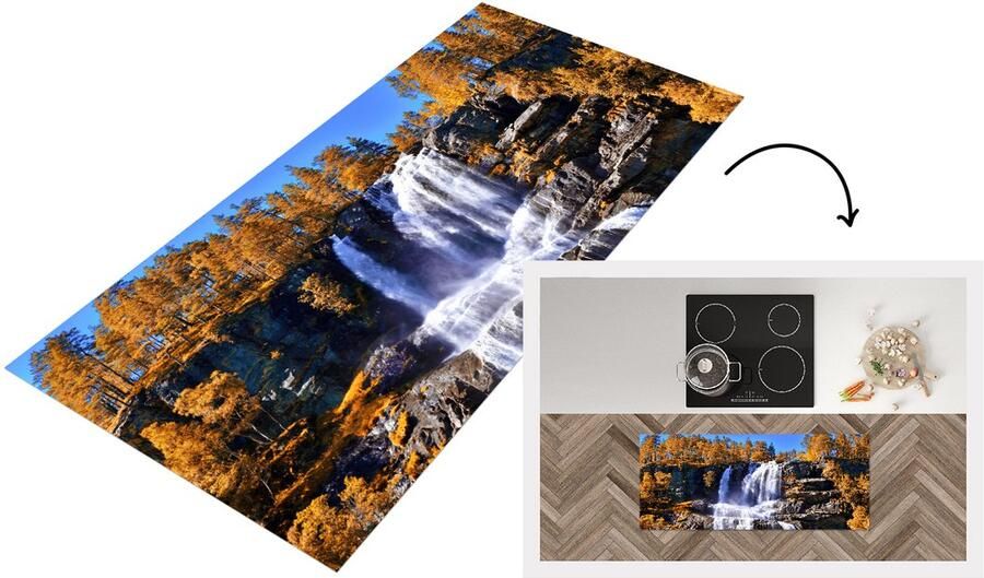 KitchenYeah Keukenloper Loper keuken Waterval Noorwegen Natuur 120x50 cm Keukenloper vinyl