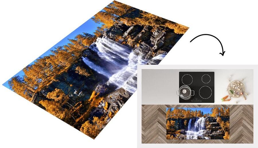 KitchenYeah Keukenloper Loper keuken Waterval Noorwegen Natuur 120x60 cm Keukenloper vinyl