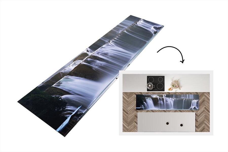 KitchenYeah Keukenloper Loper keuken Waterval Rotsen Natuur 200x50 cm Keukenloper vinyl