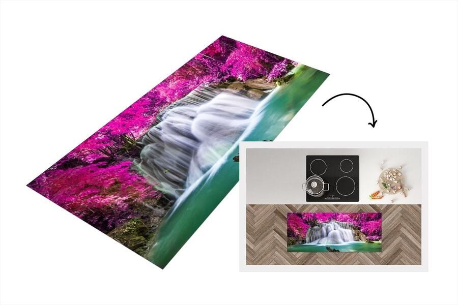 KitchenYeah Keukenloper Loper keuken Waterval Roze Bomen 120x50 cm Keukenloper vinyl