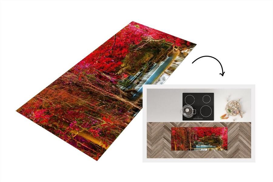 KitchenYeah Keukenloper Loper keuken Waterval Roze Bomen 120x50 cm Keukenloper vinyl