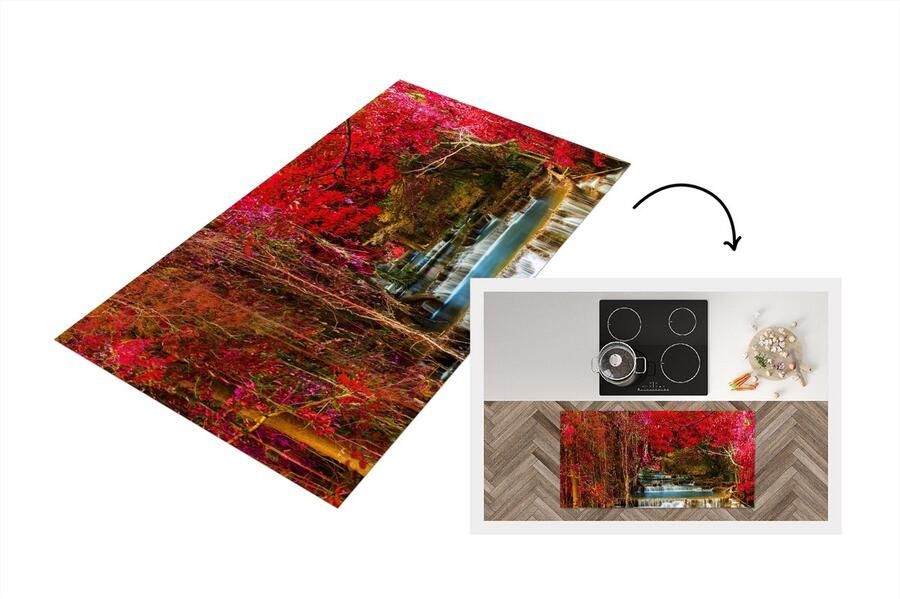 KitchenYeah Keukenloper Loper keuken Waterval Roze Bomen 120x60 cm Keukenloper vinyl