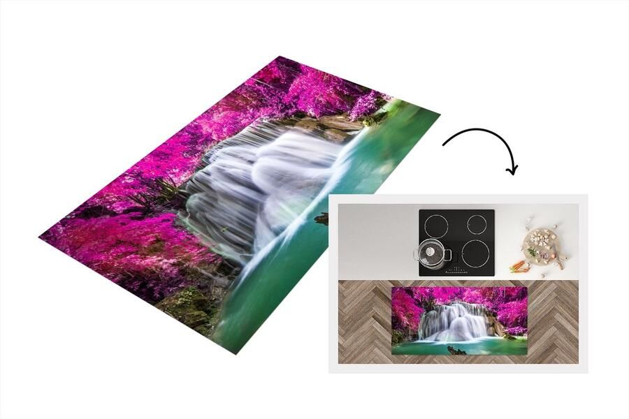 KitchenYeah Keukenloper Loper keuken Waterval Roze Bomen 120x60 cm Keukenloper vinyl