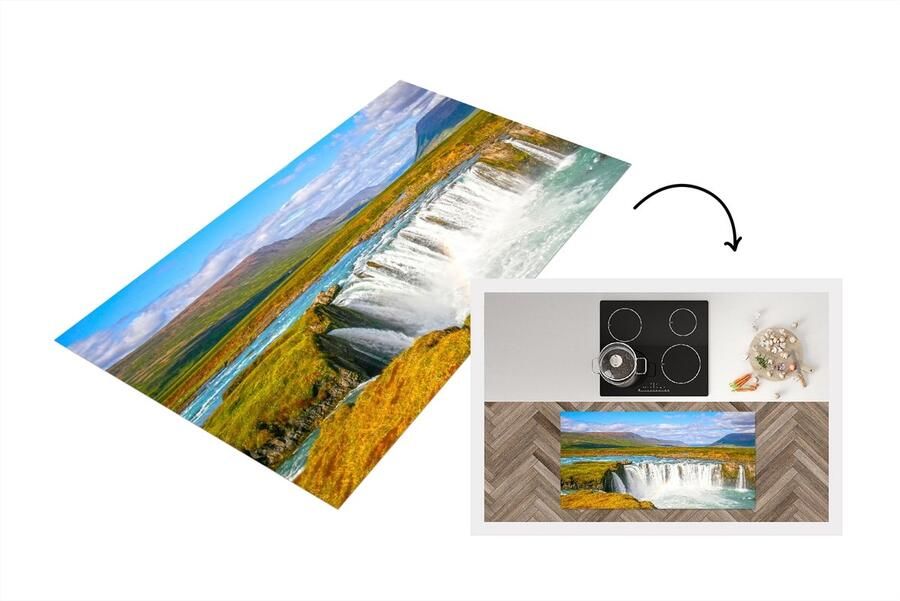 KitchenYeah Keukenloper Loper keuken Waterval Water Natuur 120x60 cm Keukenloper vinyl