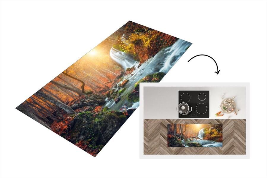 KitchenYeah Keukenloper Loper keuken Waterval Zon Herfst 120x50 cm Keukenloper vinyl