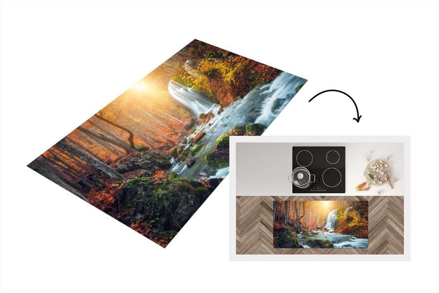 KitchenYeah Keukenloper Loper keuken Waterval Zon Herfst 120x60 cm Keukenloper vinyl
