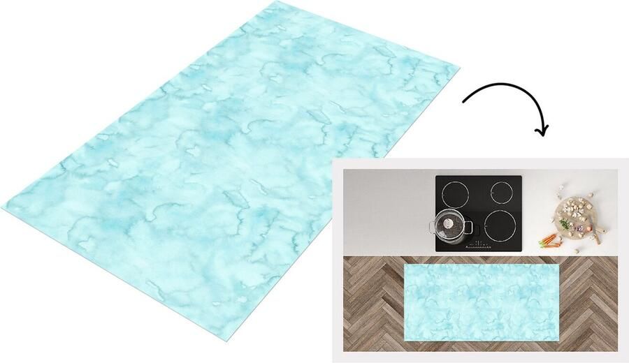 KitchenYeah Keukenloper Loper keuken Waterverf Patronen Marmer 120x60 cm Keukenloper vinyl