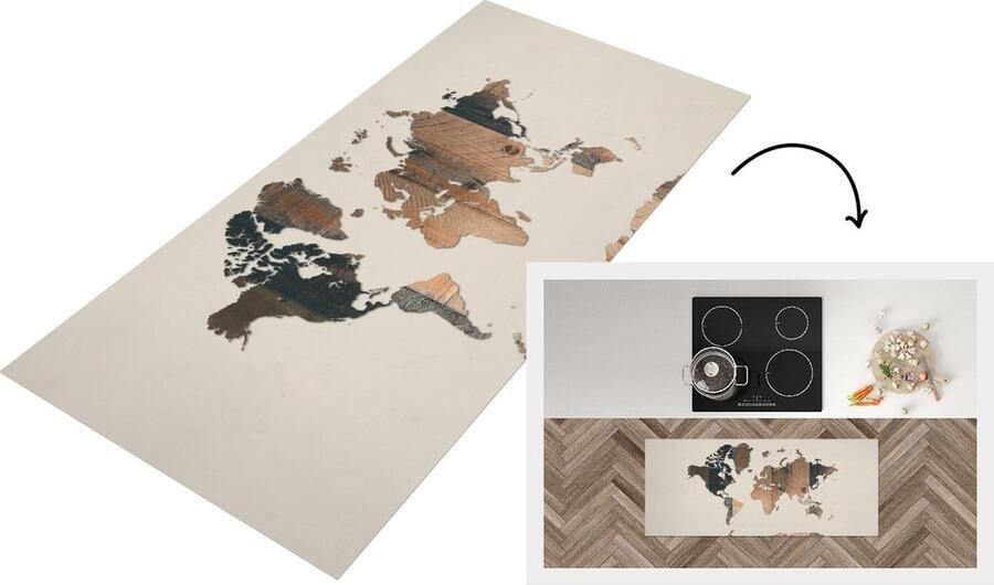 KitchenYeah Keukenloper Loper keuken Wereldkaart Boom Design 120x50 cm Keukenloper vinyl