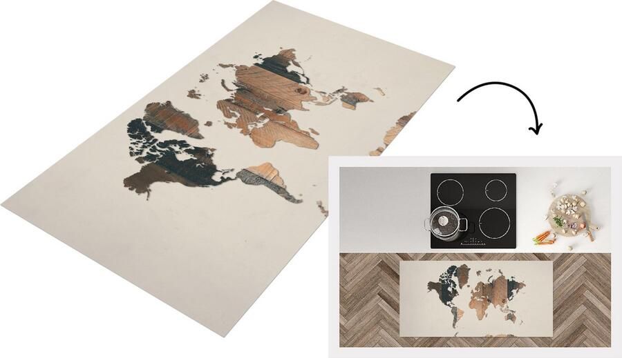 KitchenYeah Keukenloper Loper keuken Wereldkaart Boom Design 120x60 cm Keukenloper vinyl