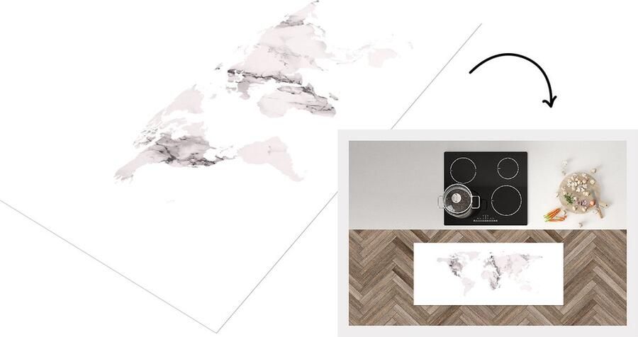 KitchenYeah Keukenloper Loper keuken Wereldkaart Marmer Chic 120x50 cm Keukenloper vinyl