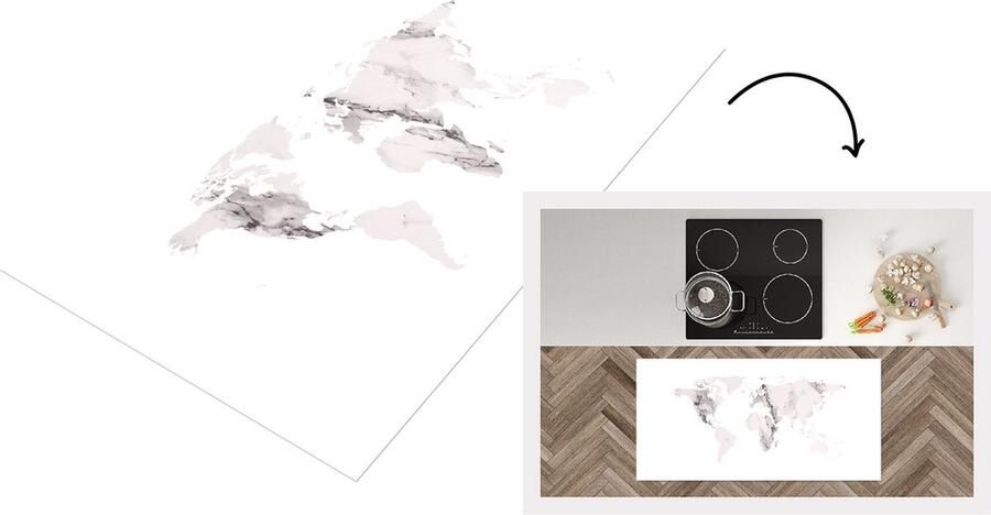 KitchenYeah Keukenloper Loper keuken Wereldkaart Marmer Chic 120x60 cm Keukenloper vinyl