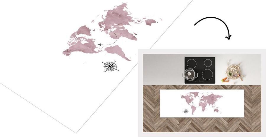 KitchenYeah Keukenloper Loper keuken Wereldkaart Marmer Chic 150x50 cm Keukenloper vinyl