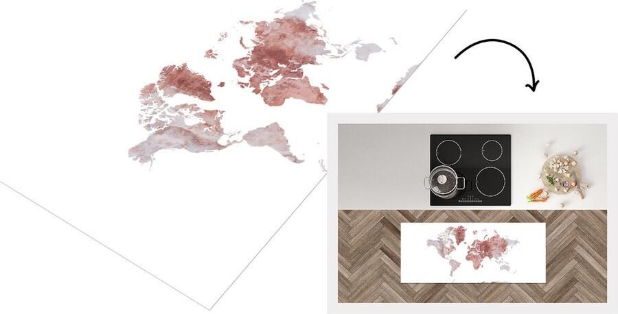 KitchenYeah Keukenloper Loper keuken Wereldkaart Marmer Koper 120x50 cm Keukenloper vinyl