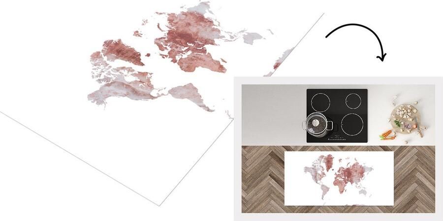 KitchenYeah Keukenloper Loper keuken Wereldkaart Marmer Koper 120x60 cm Keukenloper vinyl
