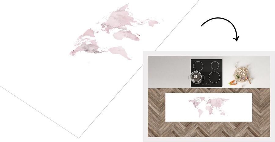 KitchenYeah Keukenloper Loper keuken Wereldkaart Marmer Luxe 150x50 cm Keukenloper vinyl