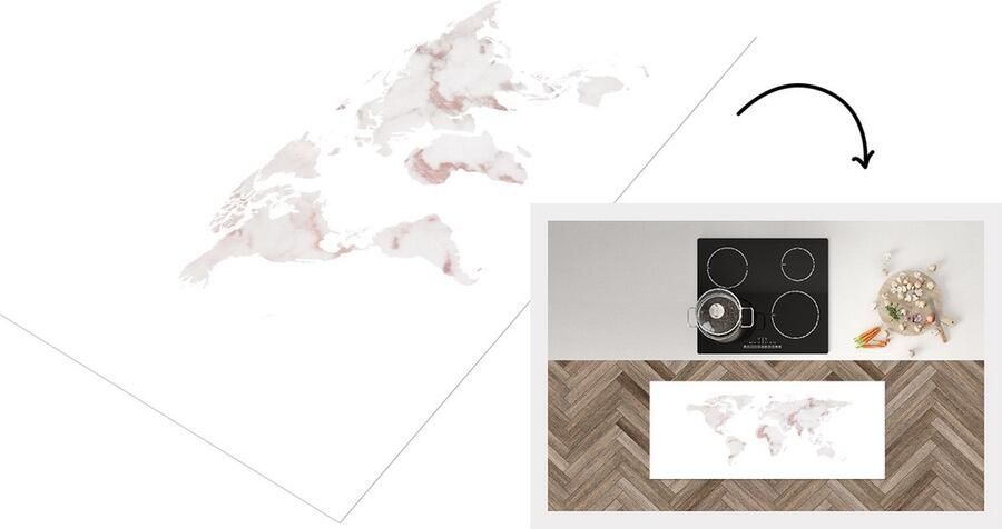 KitchenYeah Keukenloper Loper keuken Wereldkaart Marmer Roségoud 120x50 cm Keukenloper vinyl