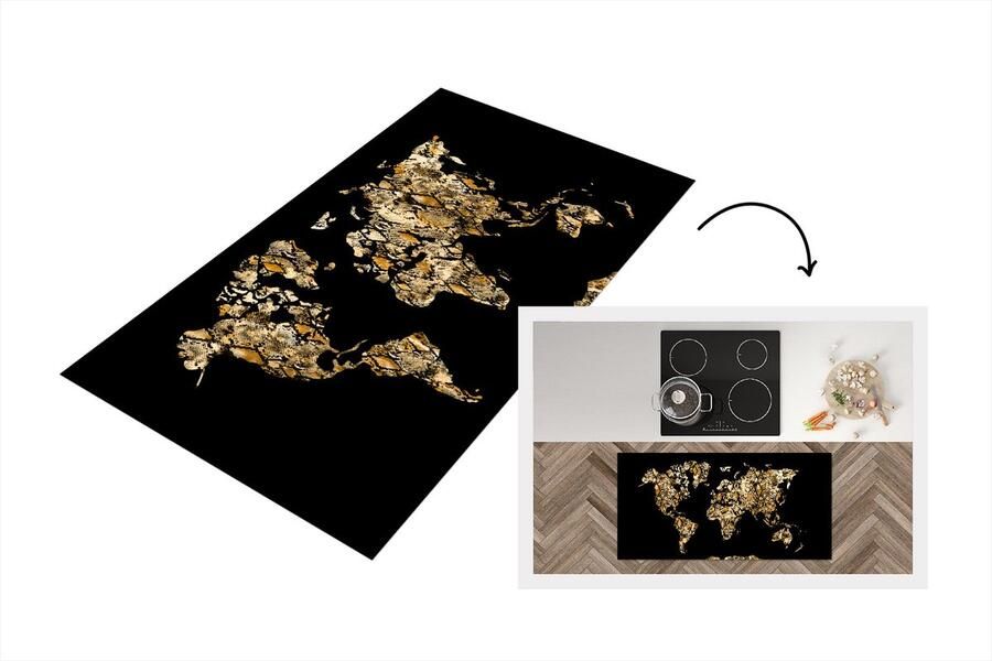 KitchenYeah Keukenloper Loper keuken Wereldkaart Slangenprint Luxe 120x60 cm Keukenloper vinyl