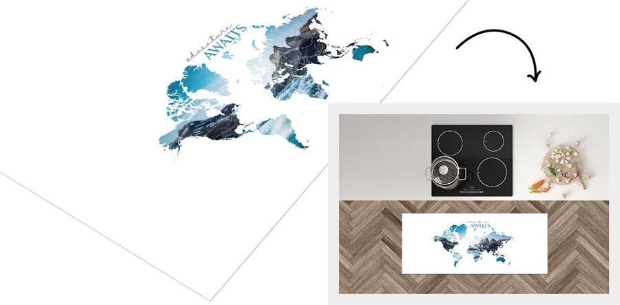 KitchenYeah Keukenloper Loper keuken Wereldkaart Spreuken Natuur 120x50 cm Keukenloper vinyl