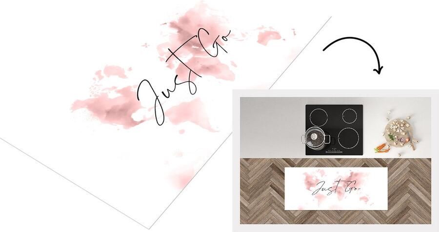 KitchenYeah Keukenloper Loper keuken Wereldkaart Spreuken Pastel 120x50 cm Keukenloper vinyl