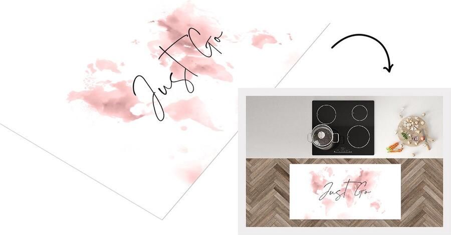 KitchenYeah Keukenloper Loper keuken Wereldkaart Spreuken Pastel 120x60 cm Keukenloper vinyl