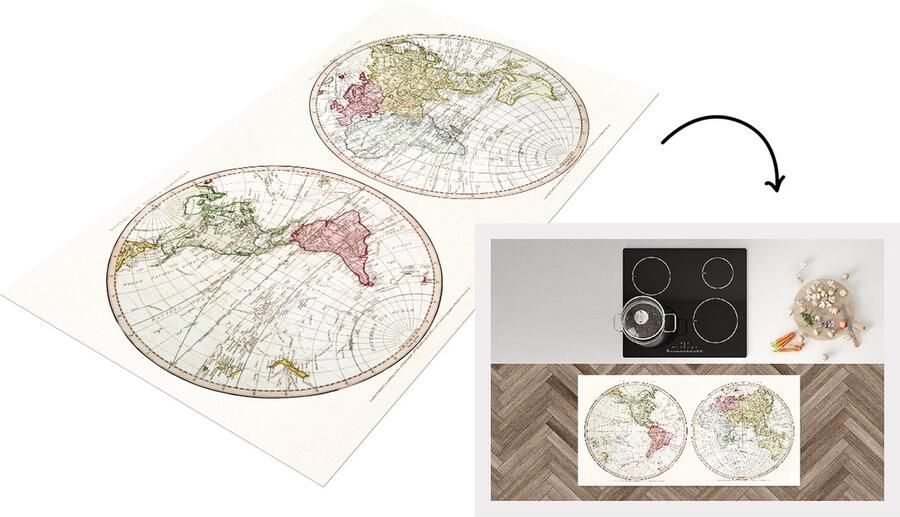 KitchenYeah Keukenloper Loper keuken Wereldkaart Vintage Kaart 120x60 cm Keukenloper vinyl
