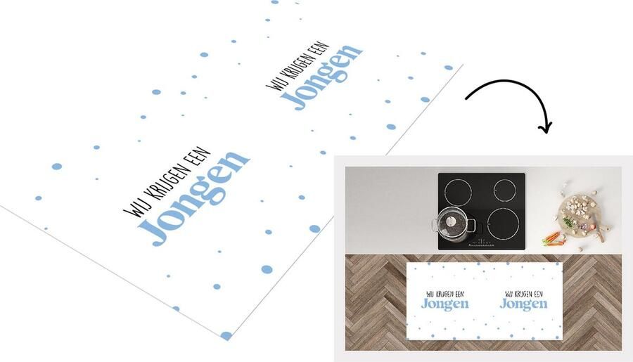 KitchenYeah Keukenloper Loper keuken Wij krijgen een jongen Gender Baby Jongetje Babyshower Spreuken Tekst 120x60 cm Keukenloper vinyl