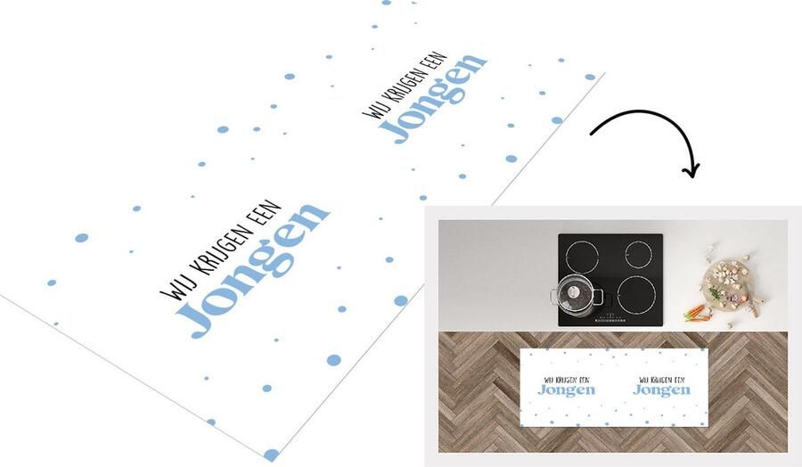 KitchenYeah Keukenloper Loper keuken Wij krijgen een jongen Gender Baby Jongetje Babyshower Spreuken Tekst 120x50 cm Keukenloper vinyl