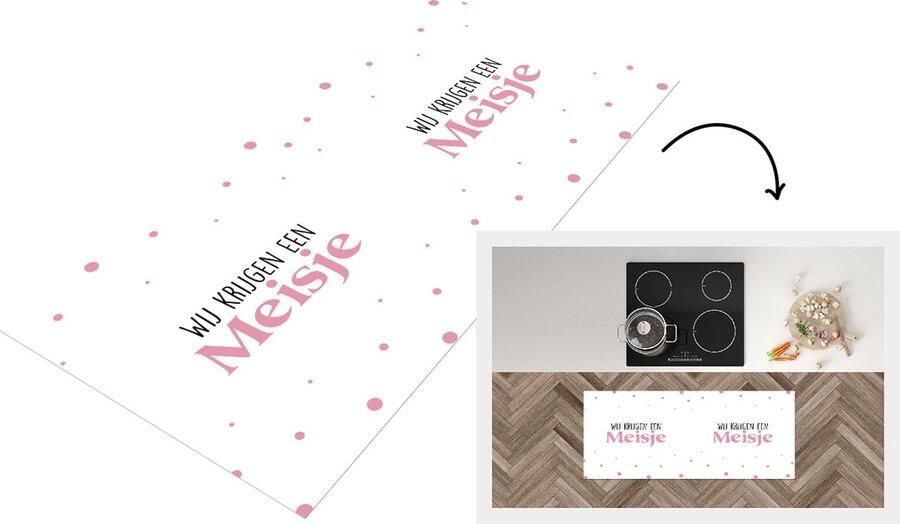 KitchenYeah Keukenloper Loper keuken Wij krijgen een meisje Tekst Babyshower Zwanger Quote Gender reveal 120x50 cm Keukenloper vinyl