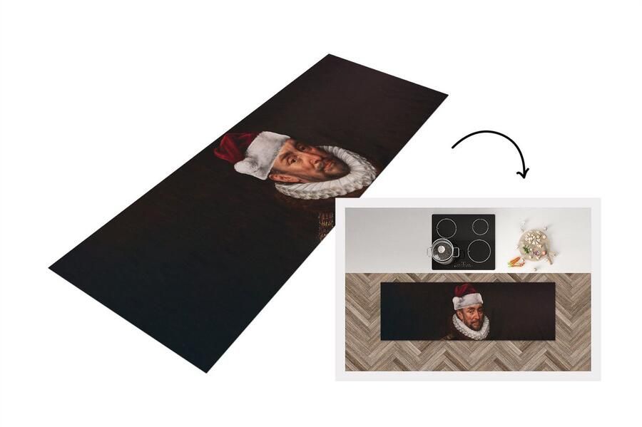 KitchenYeah Keukenloper Loper keuken Willem van Oranje Kerstmuts Kunst 150x50 cm Keukenloper vinyl