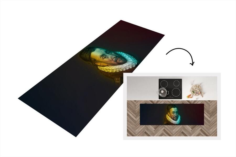 KitchenYeah Keukenloper Loper keuken Willem van Oranje Regenboog Kunst 180x60 cm Keukenloper vinyl