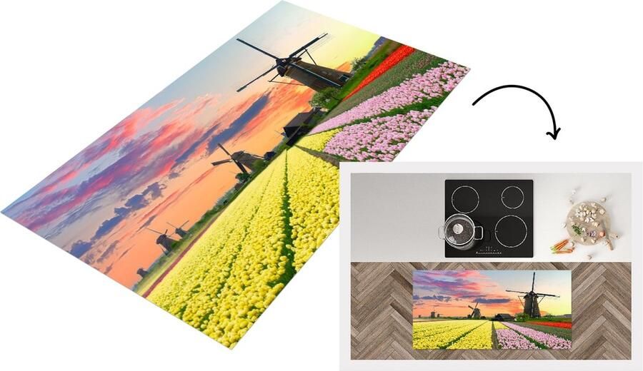 KitchenYeah Keukenloper Loper keuken Windmolen Tulpen Bloemen Nederland 120x60 cm Keukenloper vinyl