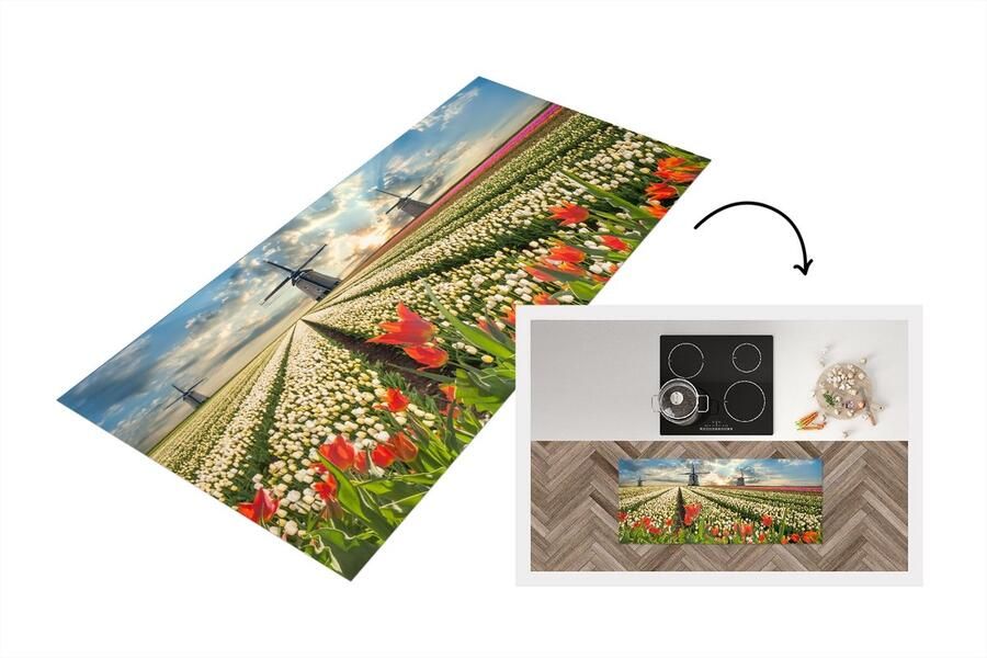 KitchenYeah Keukenloper Loper keuken Windmolen Tulpen Lucht Natuur 120x50 cm Keukenloper vinyl