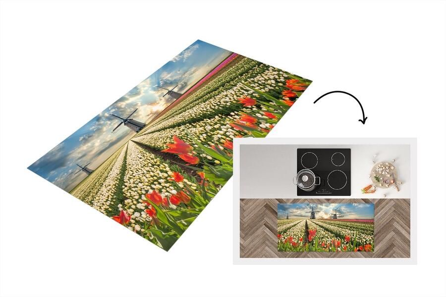 KitchenYeah Keukenloper Loper keuken Windmolen Tulpen Lucht Natuur 120x60 cm Keukenloper vinyl