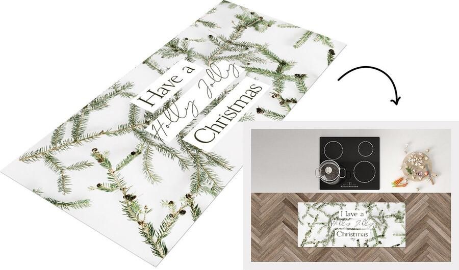 KitchenYeah Keukenloper Loper keuken Winter Kersttakken Quote 120x50 cm Keukenloper vinyl
