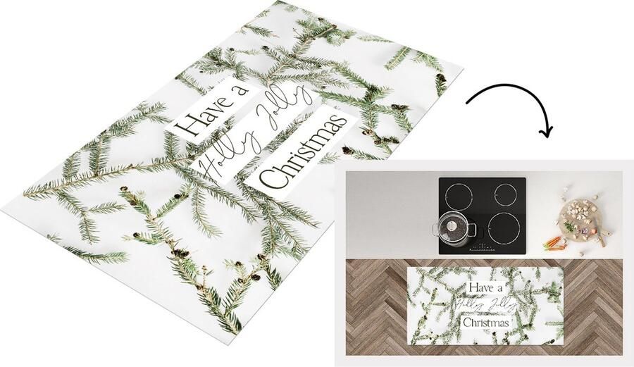 KitchenYeah Keukenloper Loper keuken Winter Kersttakken Quote 120x60 cm Keukenloper vinyl