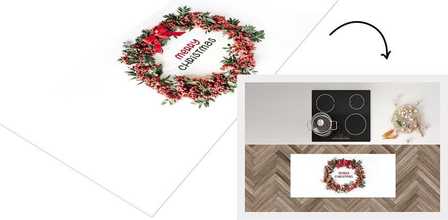 KitchenYeah Keukenloper Loper keuken Winter Mistletoe Tekst 120x50 cm Keukenloper vinyl