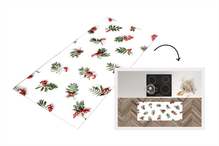 KitchenYeah Keukenloper Loper keuken Winter Mistletoe Wit 120x50 cm Keukenloper vinyl