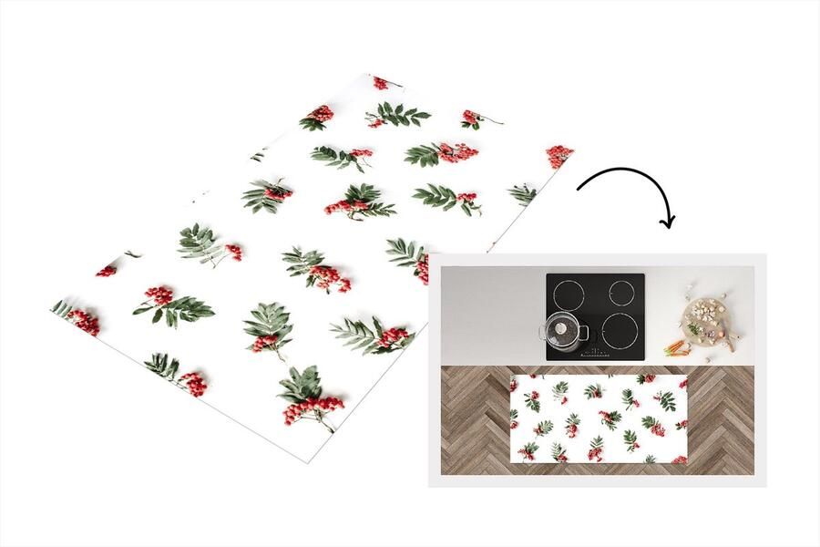 KitchenYeah Keukenloper Loper keuken Winter Mistletoe Wit 120x60 cm Keukenloper vinyl