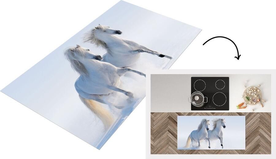 KitchenYeah Keukenloper Loper keuken Winter Paarden Sneeuw 120x60 cm Keukenloper vinyl