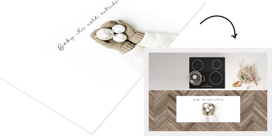 KitchenYeah Keukenloper Loper keuken Winter Quote Handschoenen 120x50 cm Keukenloper vinyl