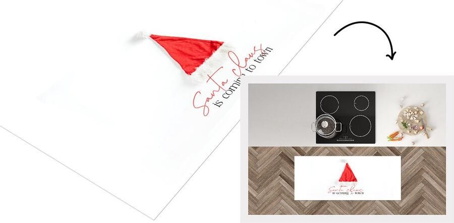 KitchenYeah Keukenloper Loper keuken Winter Quote Kerstmuts 120x50 cm Keukenloper vinyl